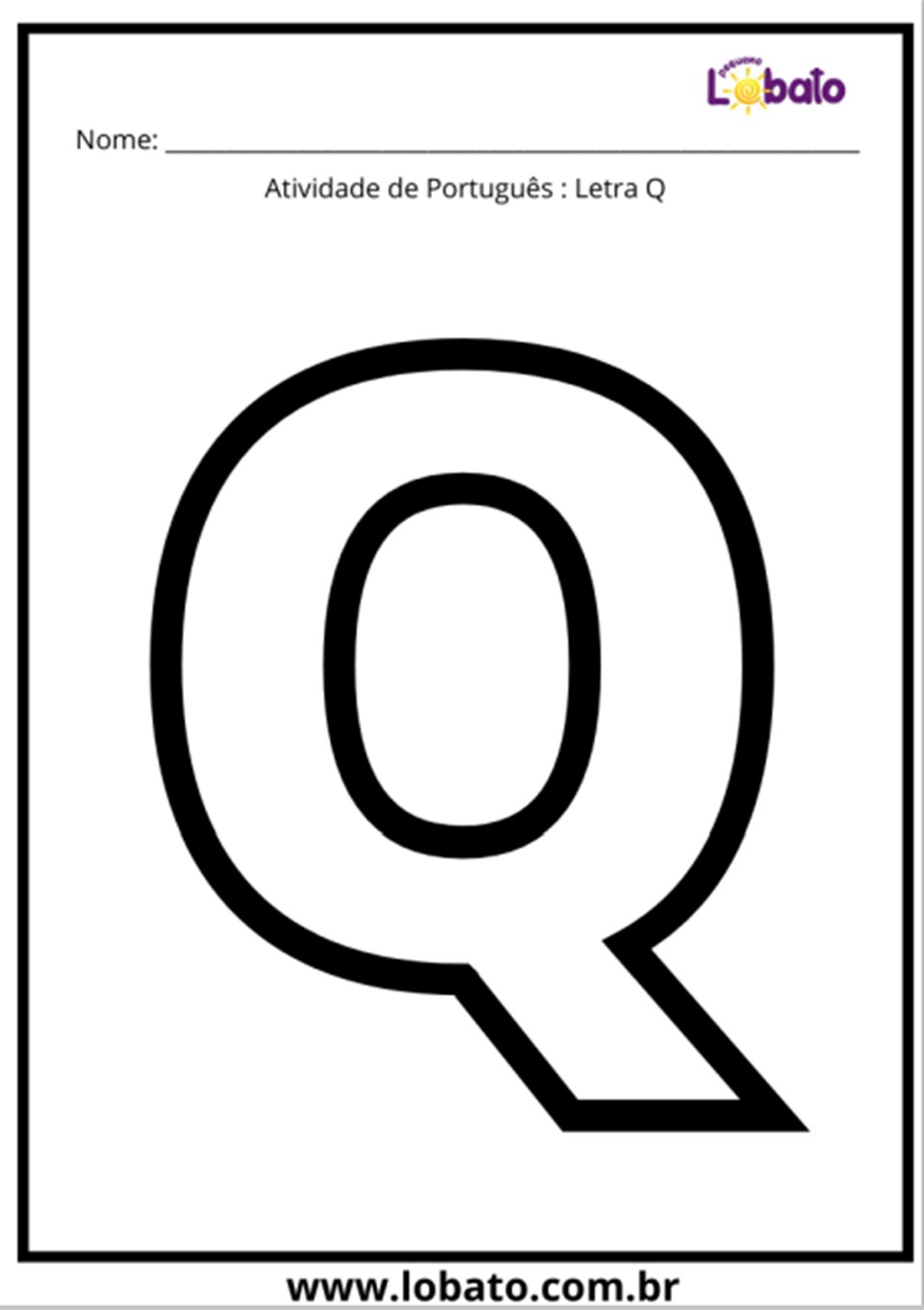 Atividade de português com a letra Q para imprimir