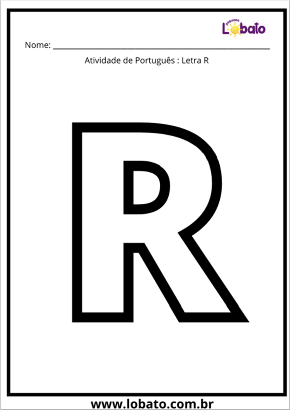 Atividade de português com a letra R para imprimir