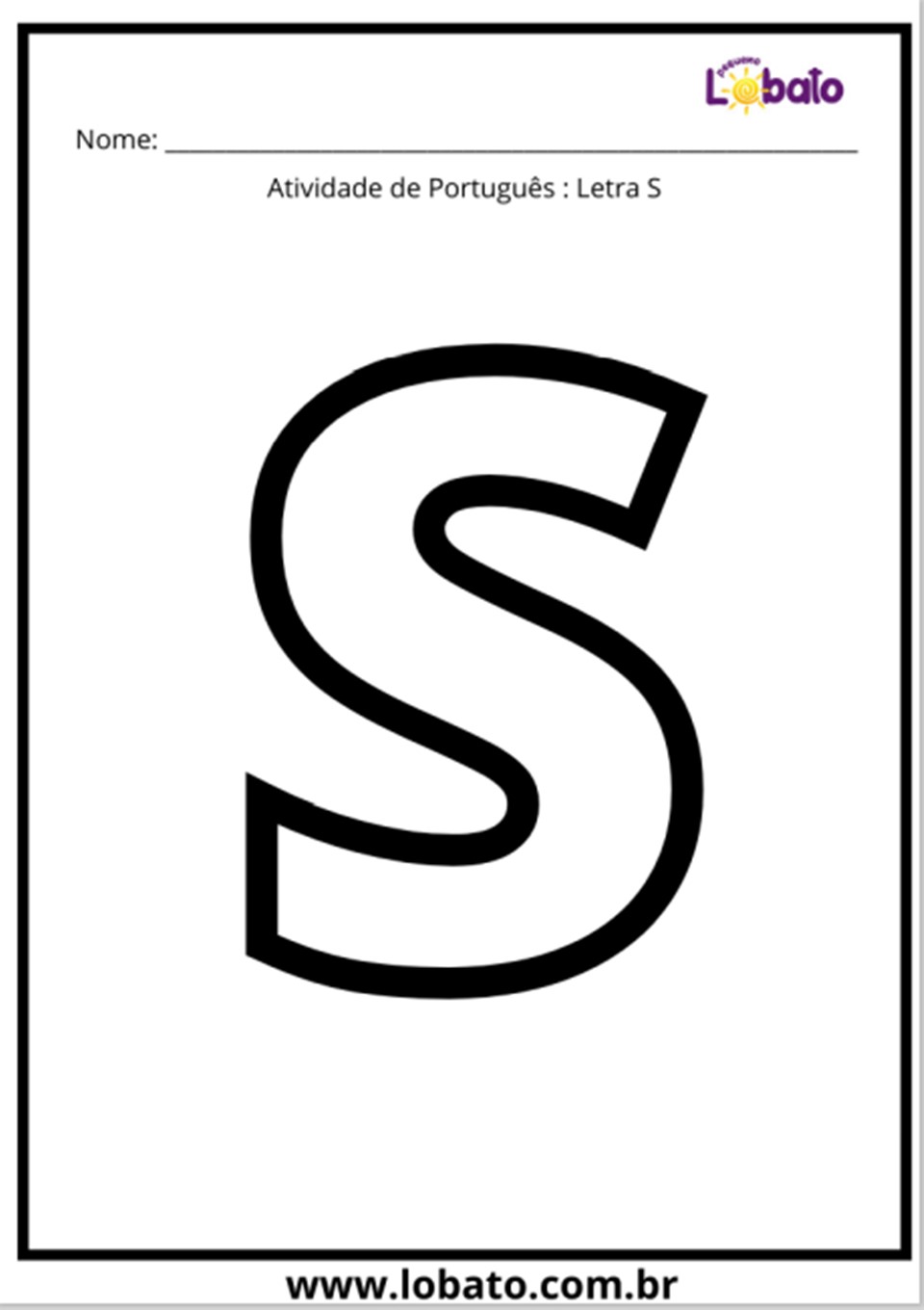 Atividade de português com a letra S para imprimir