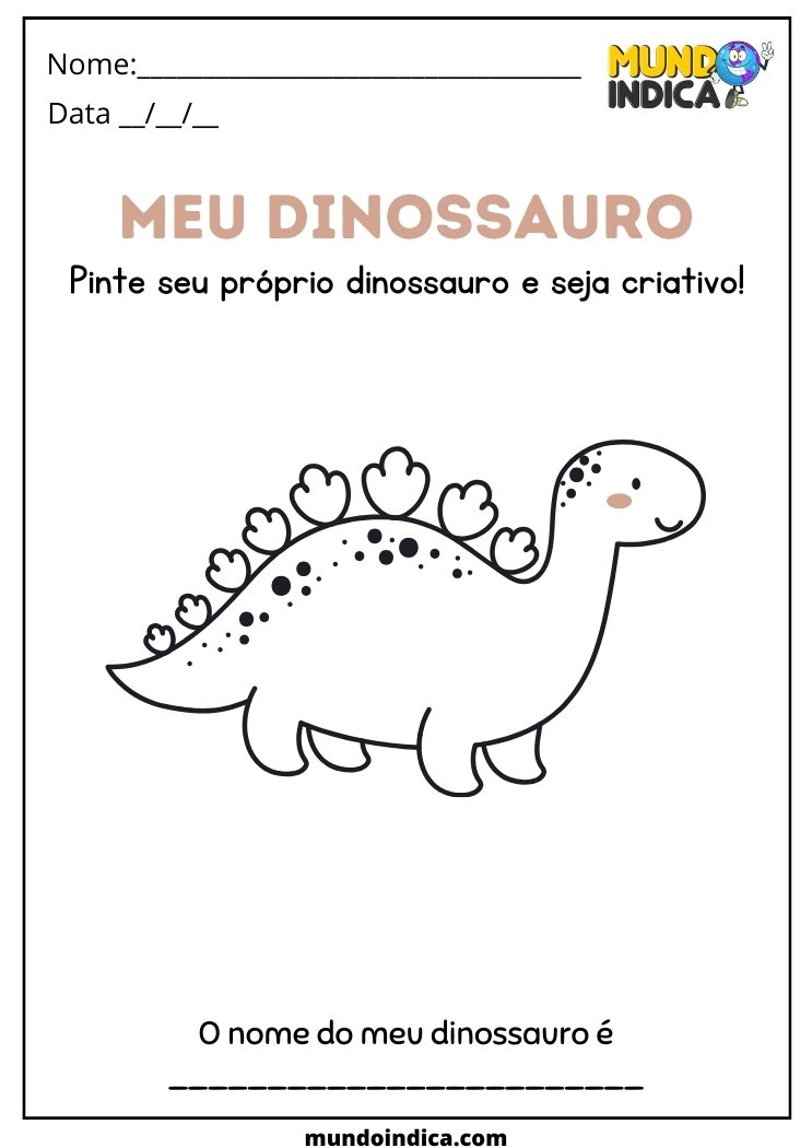 Atividade infantil para colorir o dinossauro