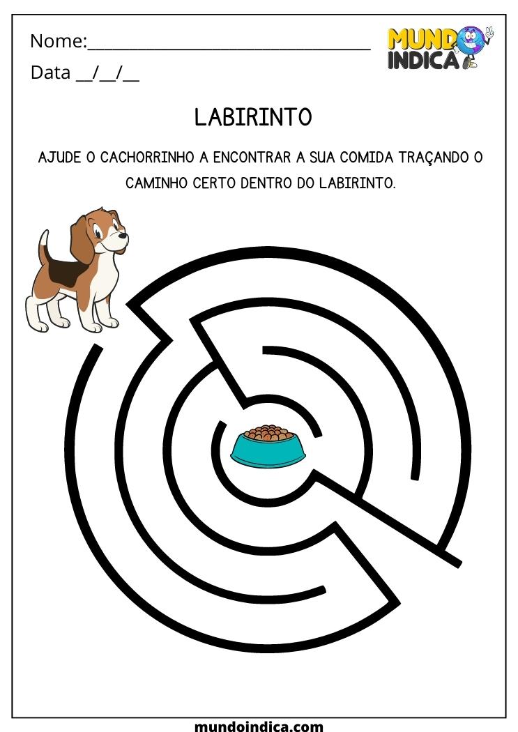 Atividade para Autismo 1 ano labirinto do cachorro para imprimir