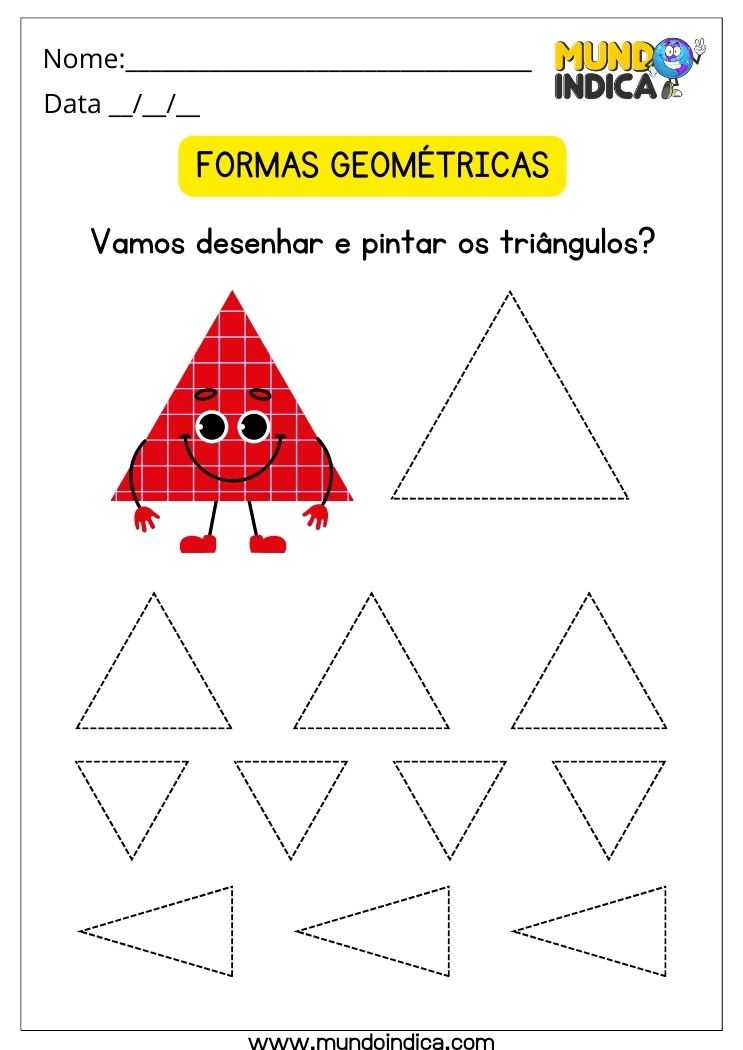 Atividade para Autismo 2 anos desenhe e pinte os triângulos para imprimir
