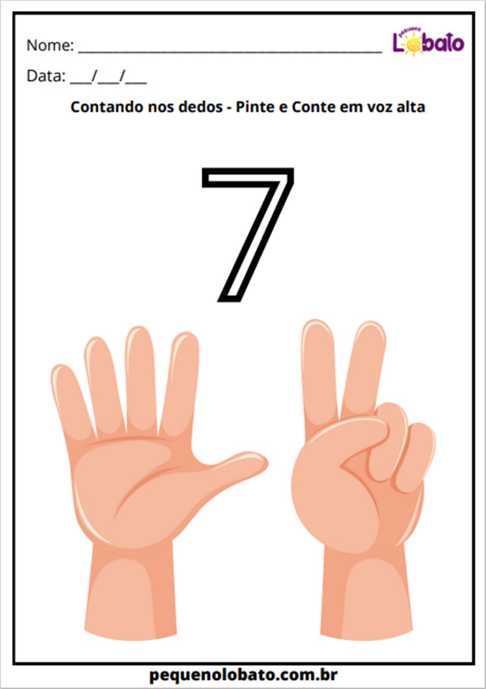 contando nos dedos número 7