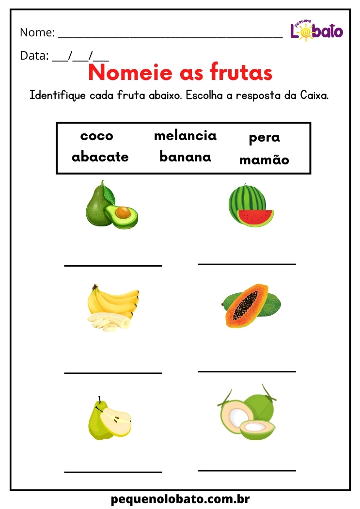 Atividade de Português de Alimentação Saudável