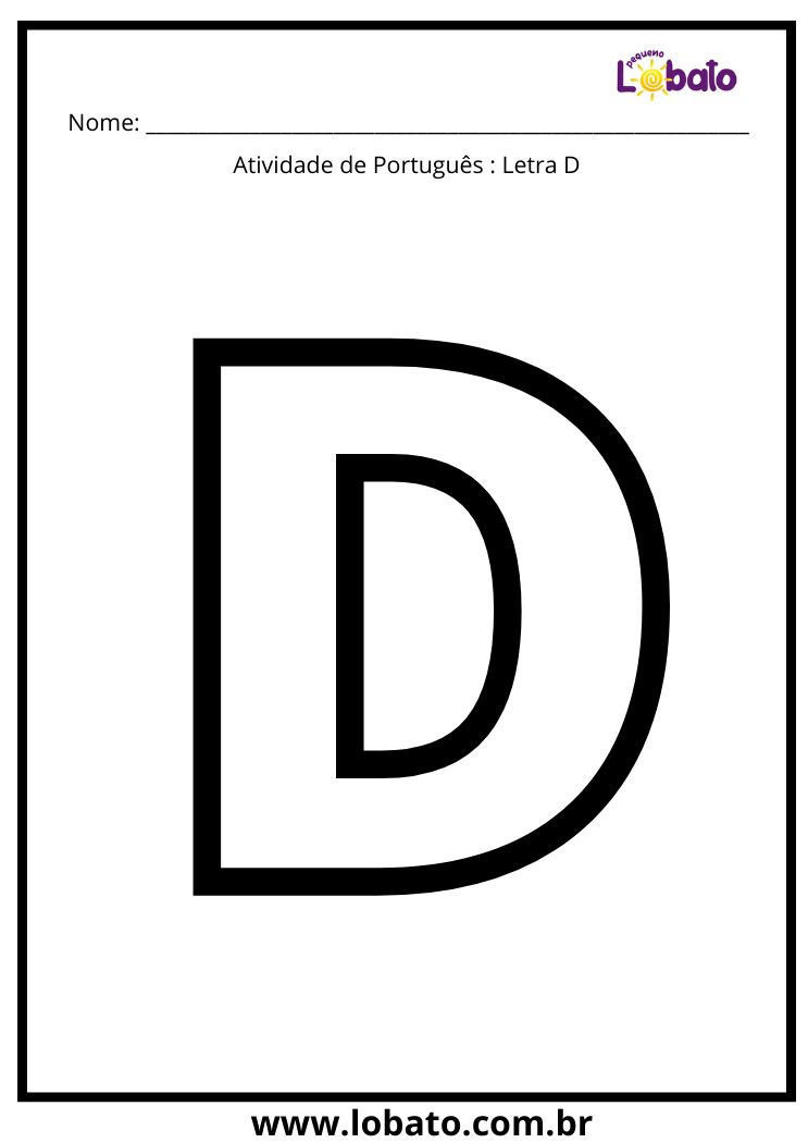Atividade de português com a letra D maiúscula para colorir