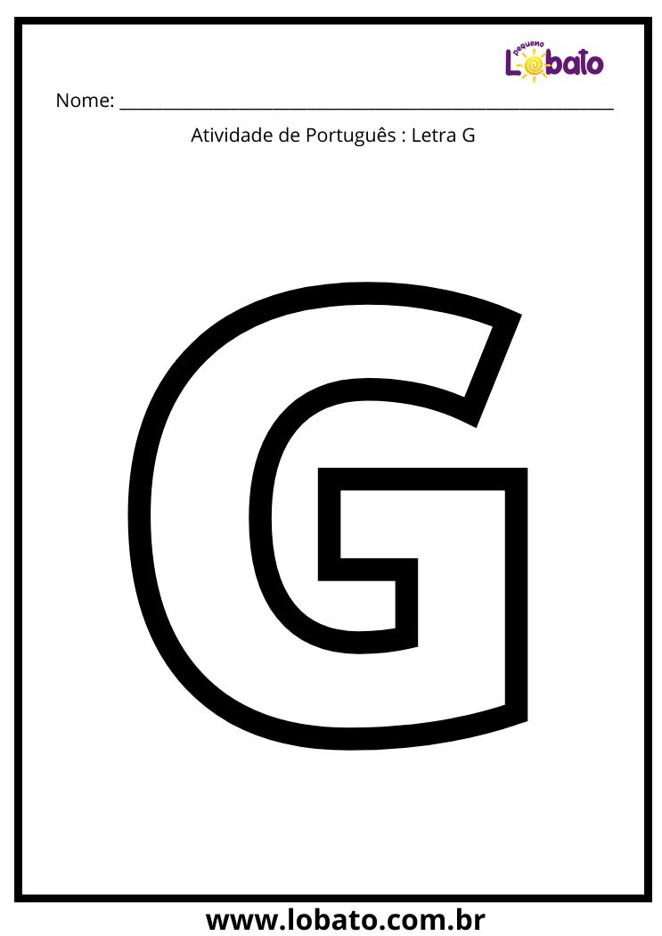 Atividade de português com a letra G maiúscula para colorir