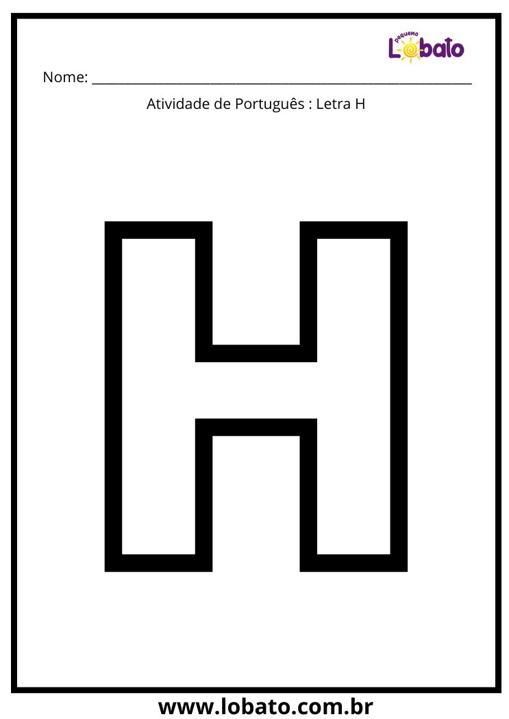 Atividade de português com a letra H maiúscula para colorir