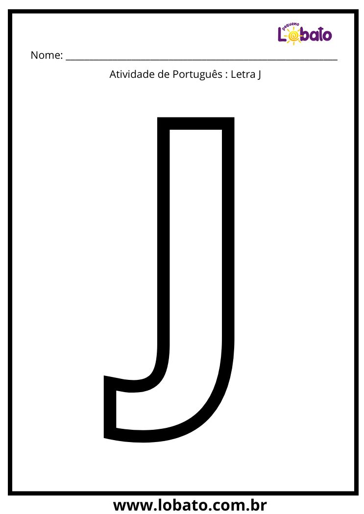 Atividade de português com a letra J maiúscula para colorir