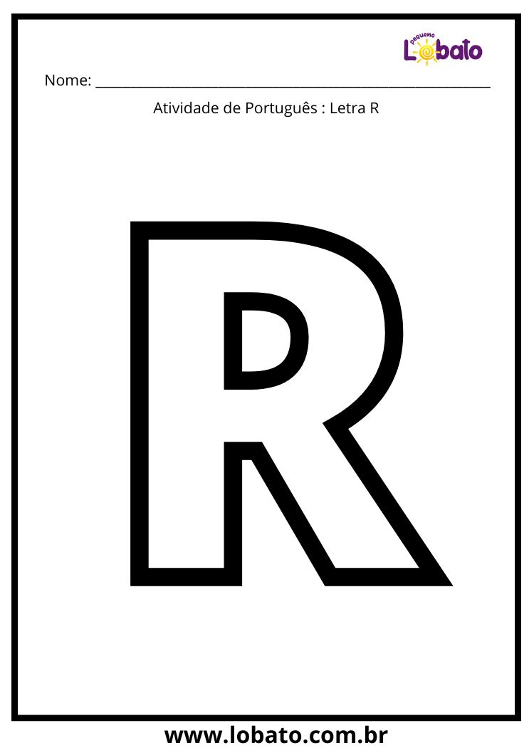 Atividade de português com a letra R maiúscula para colorir