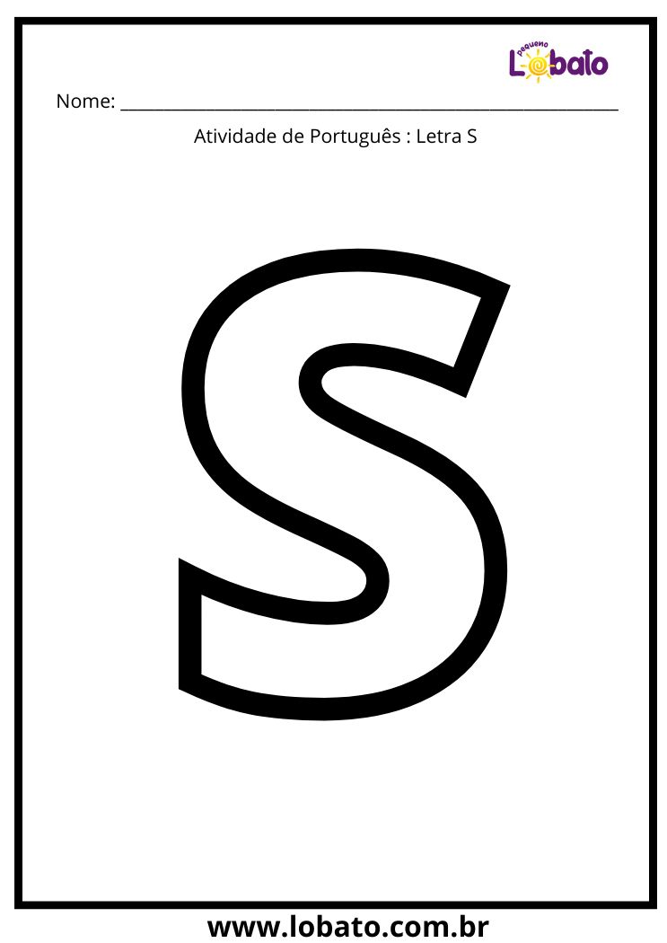 Atividade de português com a letra S maiúscula para colorir