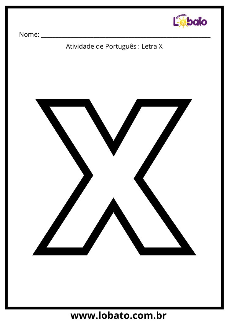 Atividade de português com a letra X maiúscula para colorir