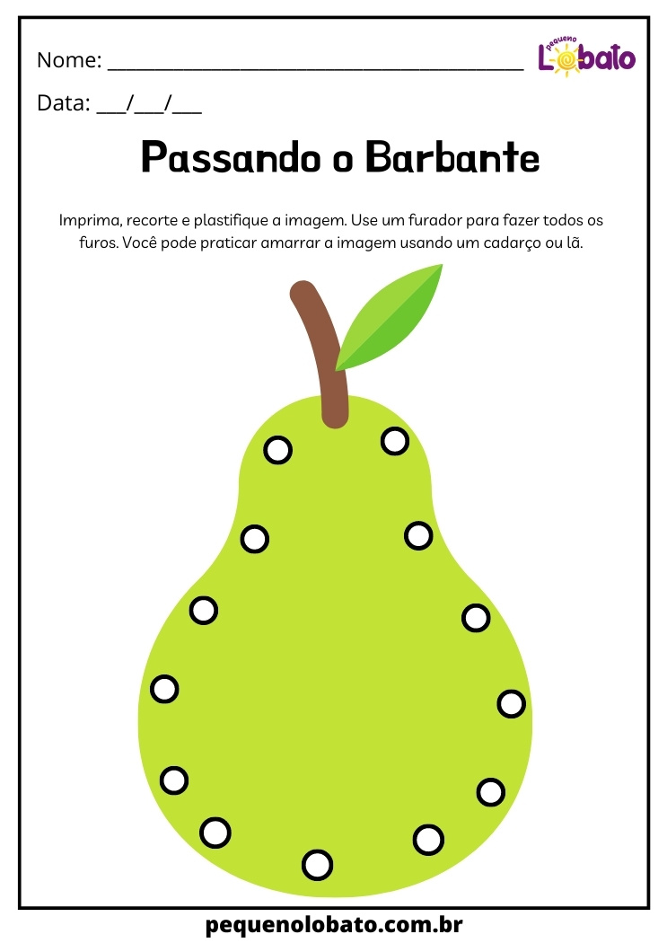 Atividade infantil montessoriana fruta pera