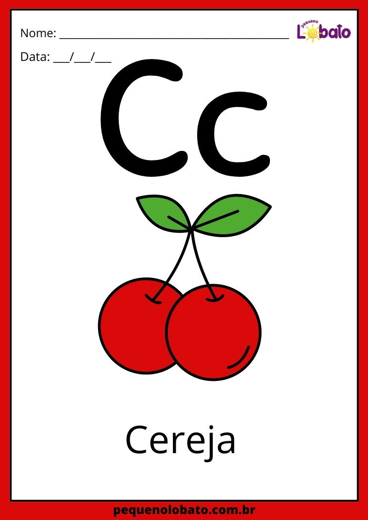Cards e Atividades de Alimentação Saudável Alfabeto letra C