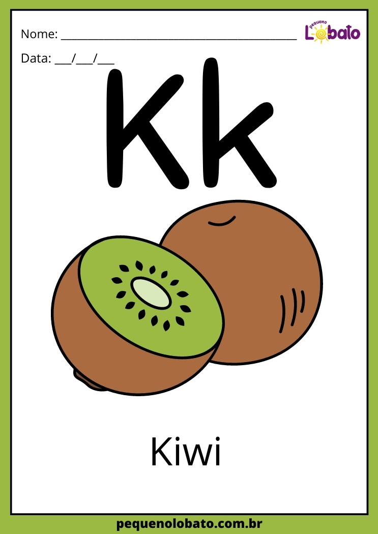 Cards e Atividades de Alimentação Saudável Alfabeto letra K