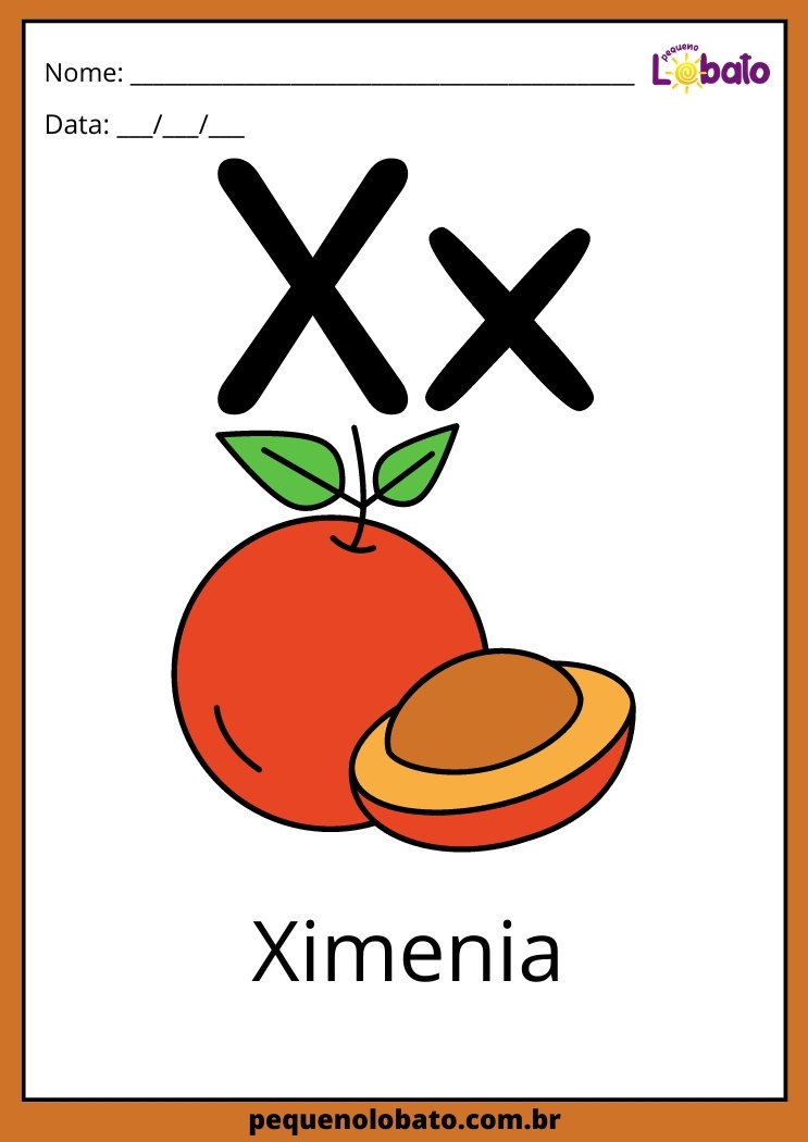Cards e Atividades de Alimentação Saudável Alfabeto letra X