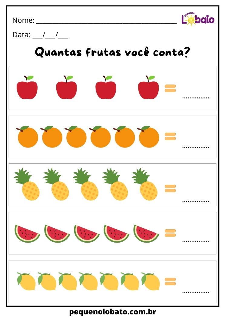 atividade frutas matematica educação infantil