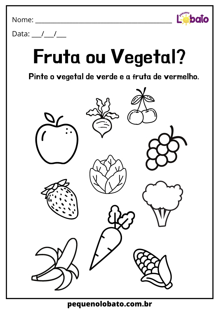 atividade para colorir de fruttas e vegetais