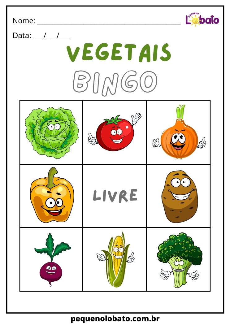 bingo dos vegetais
