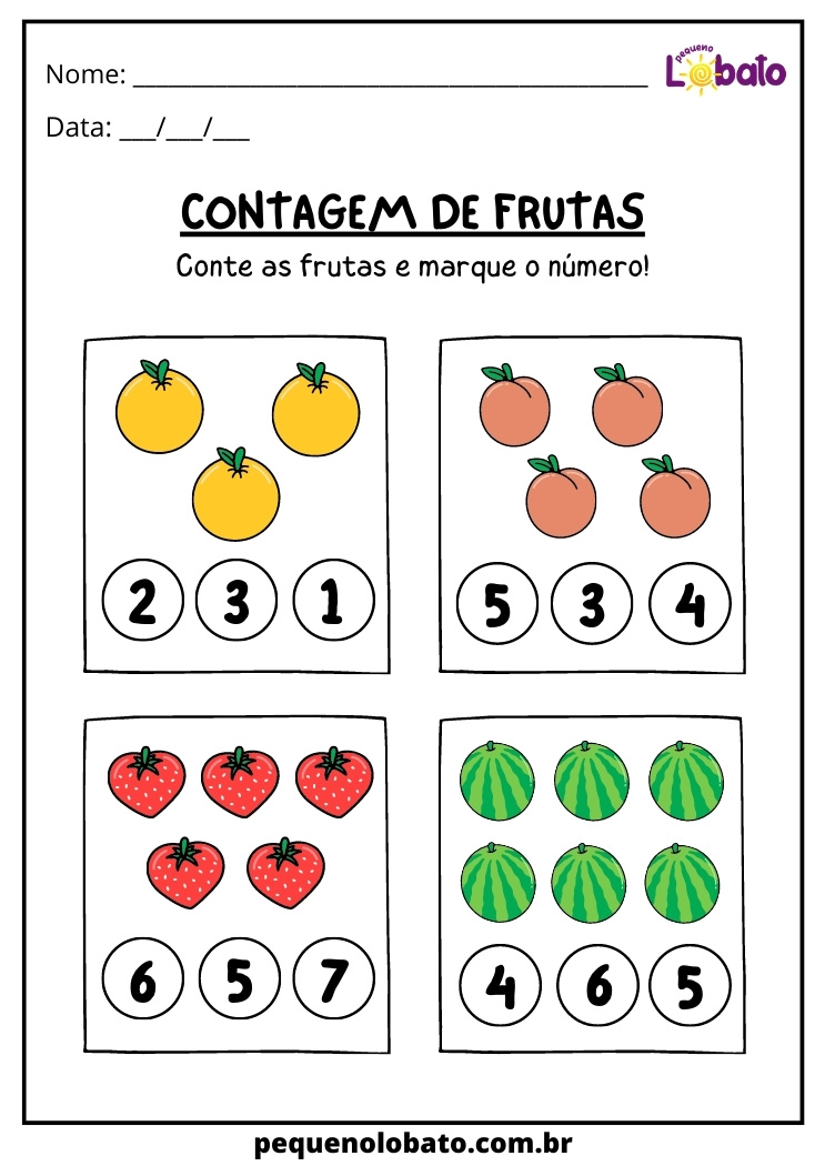 contagem das frutas na alimentação saudável