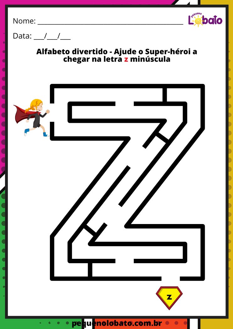 Letra Z minuscula - Alfabeto divertido de labirnto