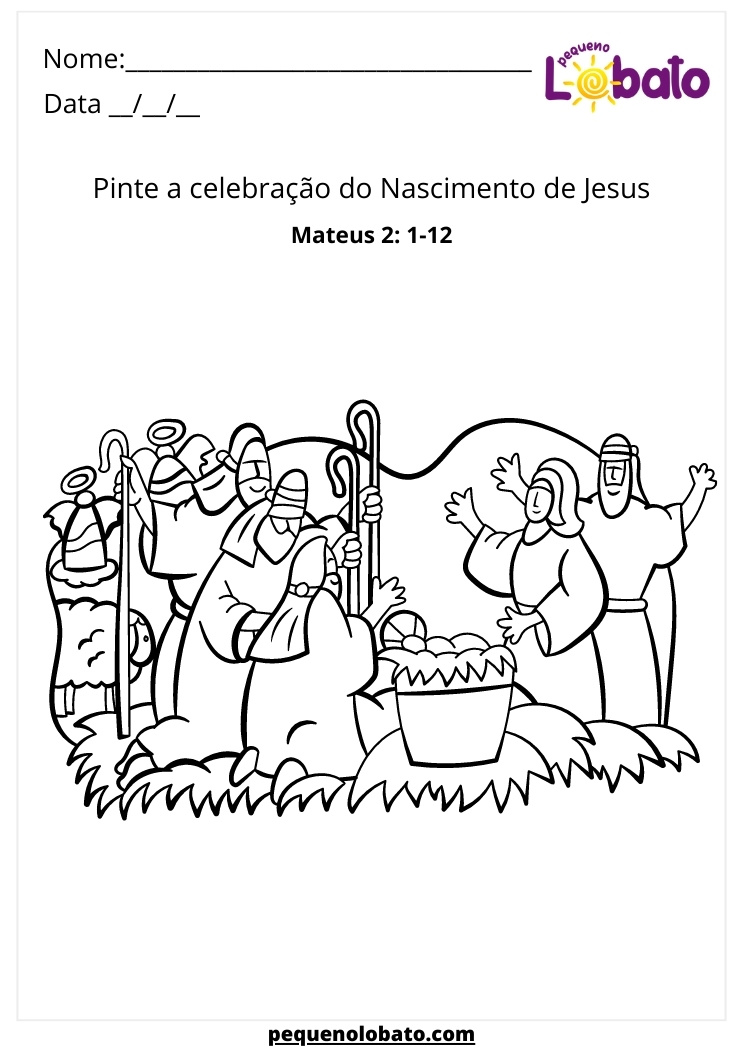 atividade bíblica para pintar a celebração do nascimento de Jesus