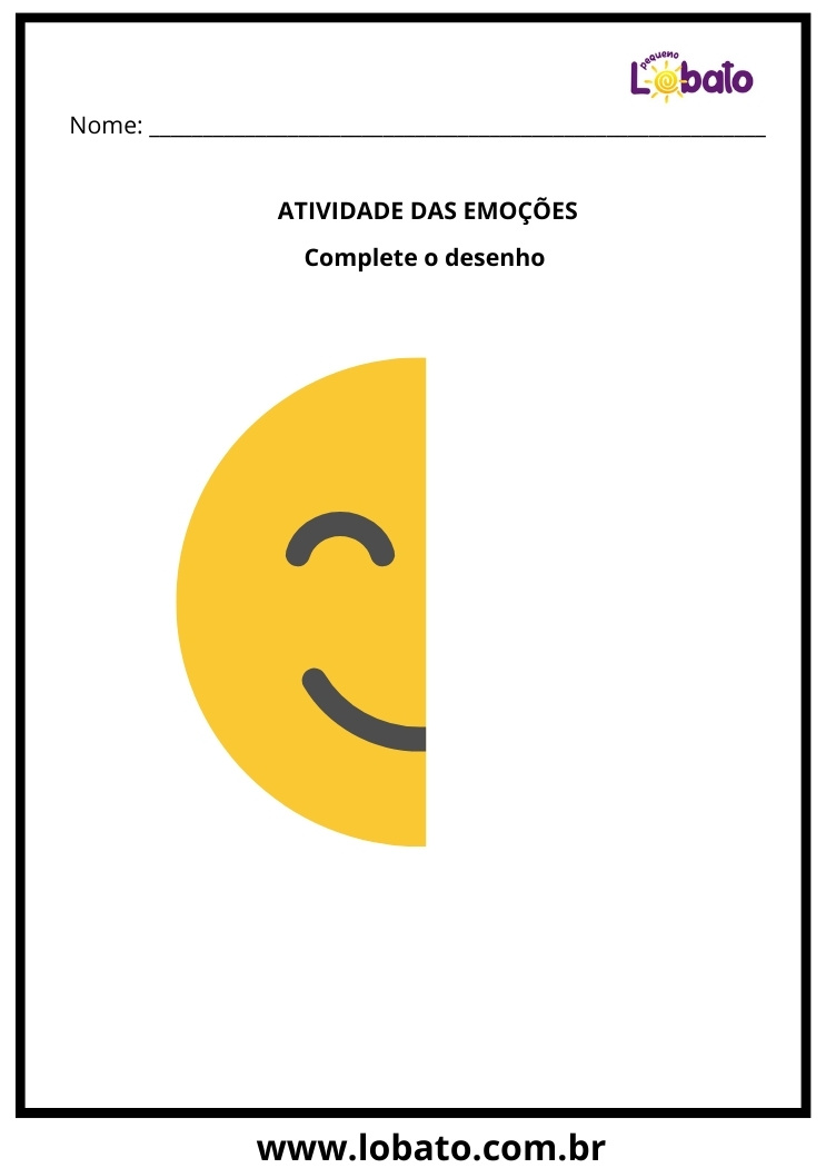 atividade das emoções para completar o smile feliz