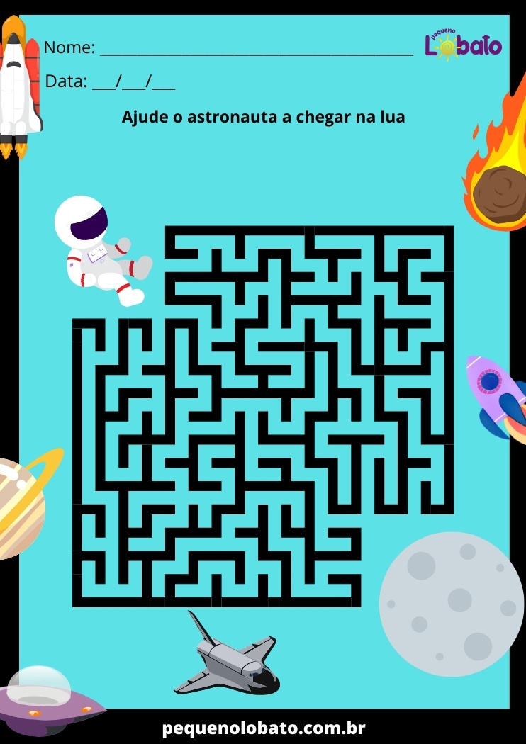 atividade de labirinto astronauta e lua