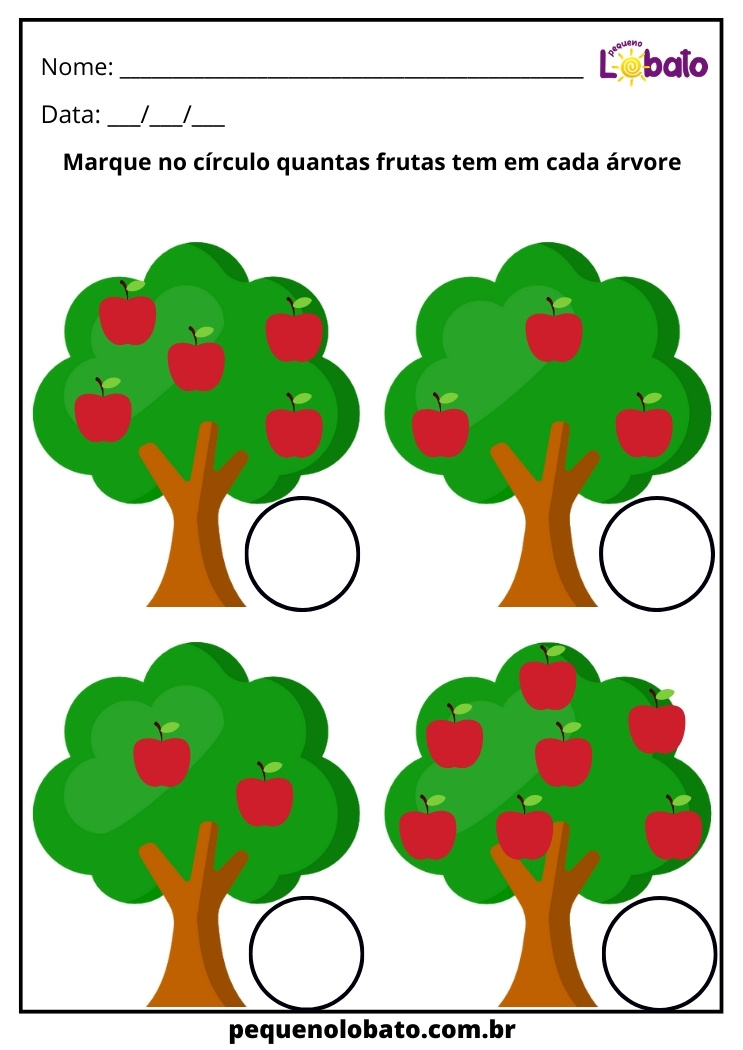 atividade de quantidade com frutas para marcar o círculo