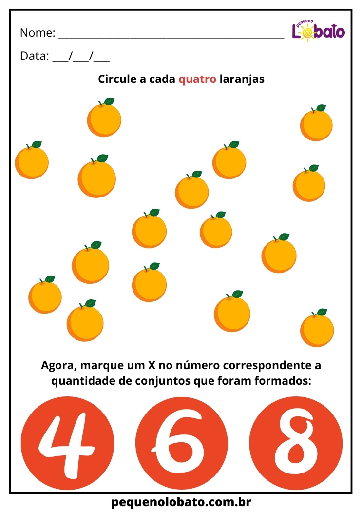 atividade de quantidade com laranjas para circular