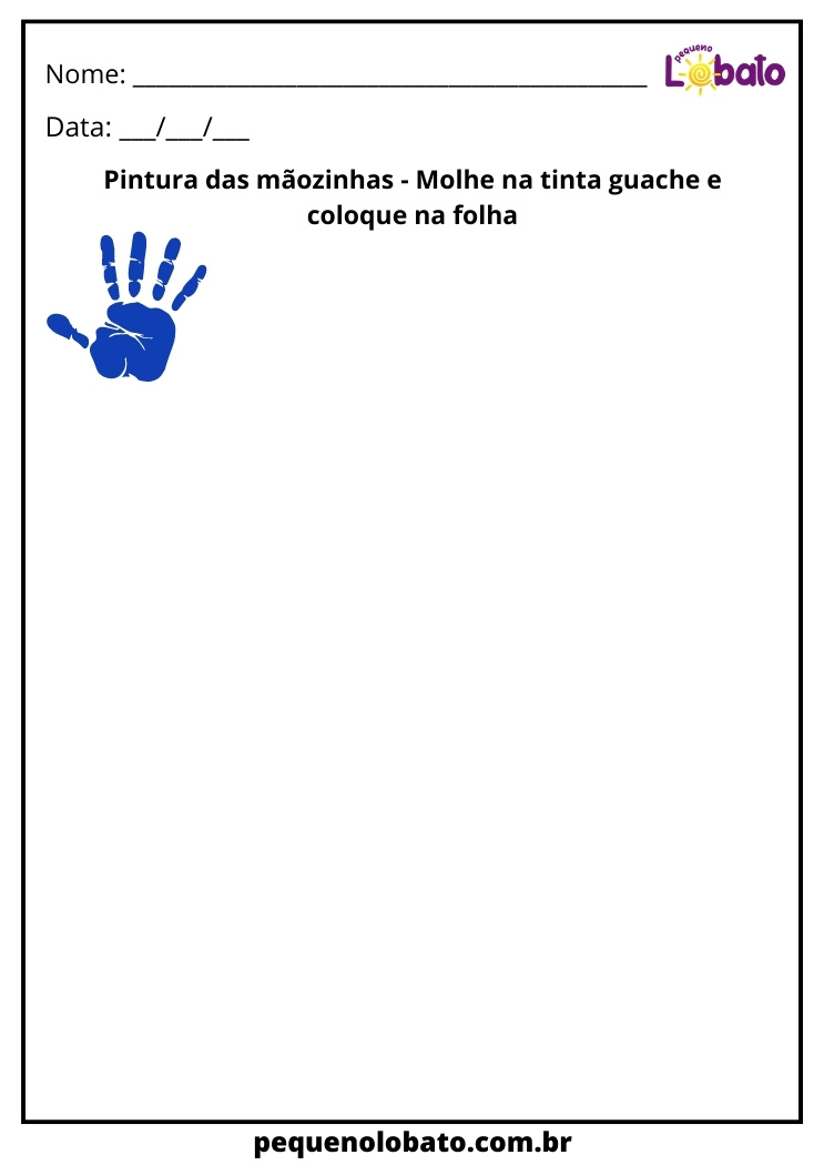 atividade lúdica para educação infantil para molhar a mão na tinta guache e passar no papel