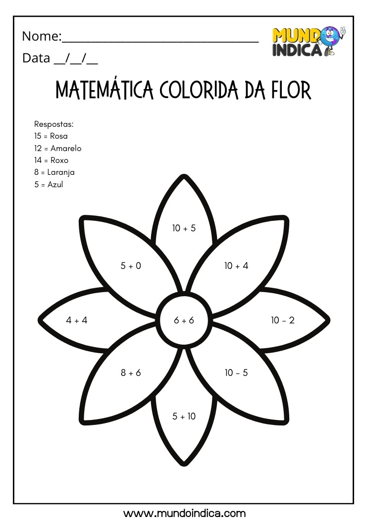 Atividade de Matemática Colorida da Flor para Alunos com TDAH para Imprimir