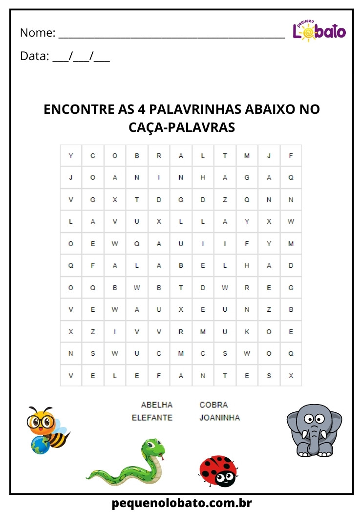 Atividade de caça-palavras Para Alunos Com Dislexia Para Imprimir