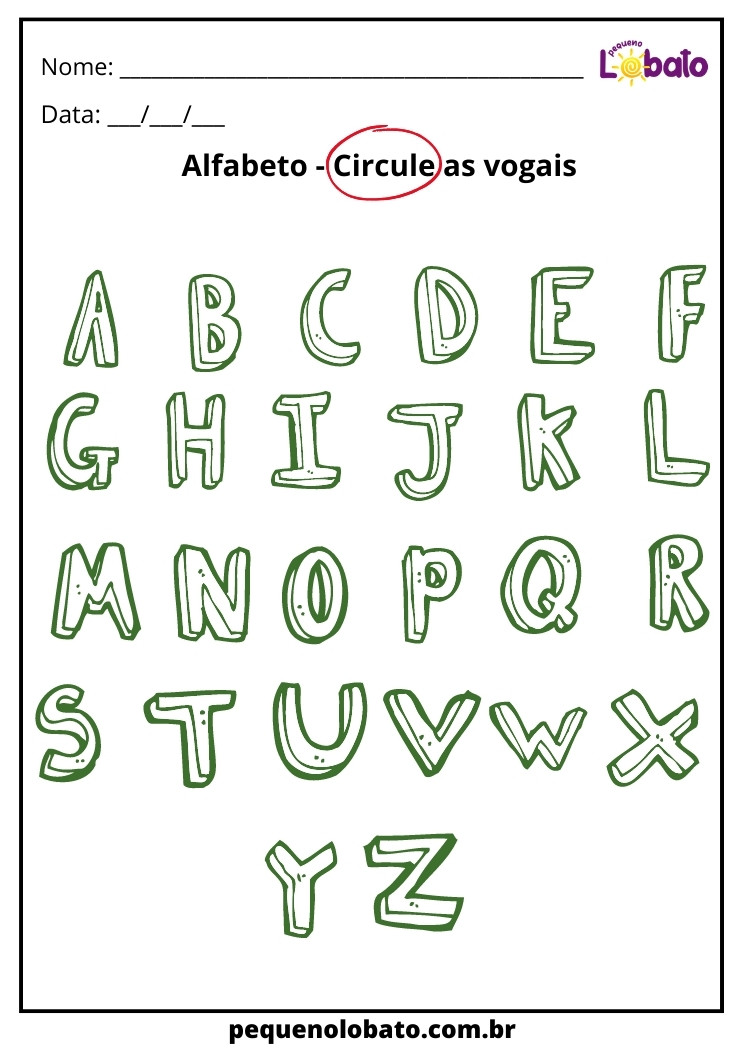 Atividade de circule as vogais Para Alunos Com Dislexia Para Imprimir