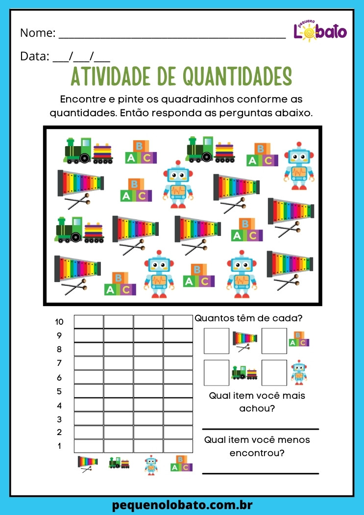 Atividade de quantidade colorida para Alunos com TDAH para imprimir