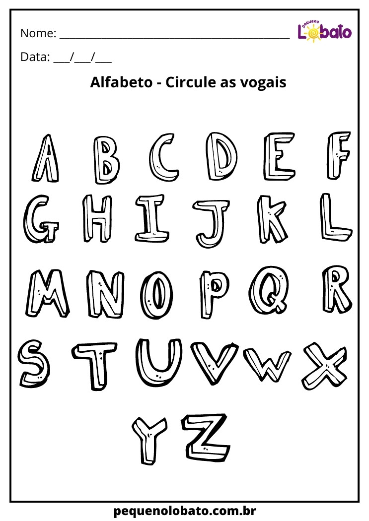 Atividade circule as vogais do alfabeto para imprimir