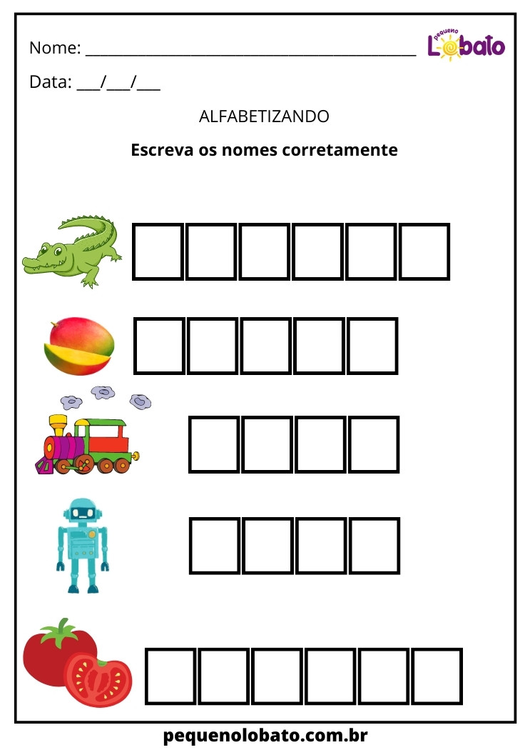 Atividade escreva os nomes Para Alunos Com Dislexia Para Imprimir