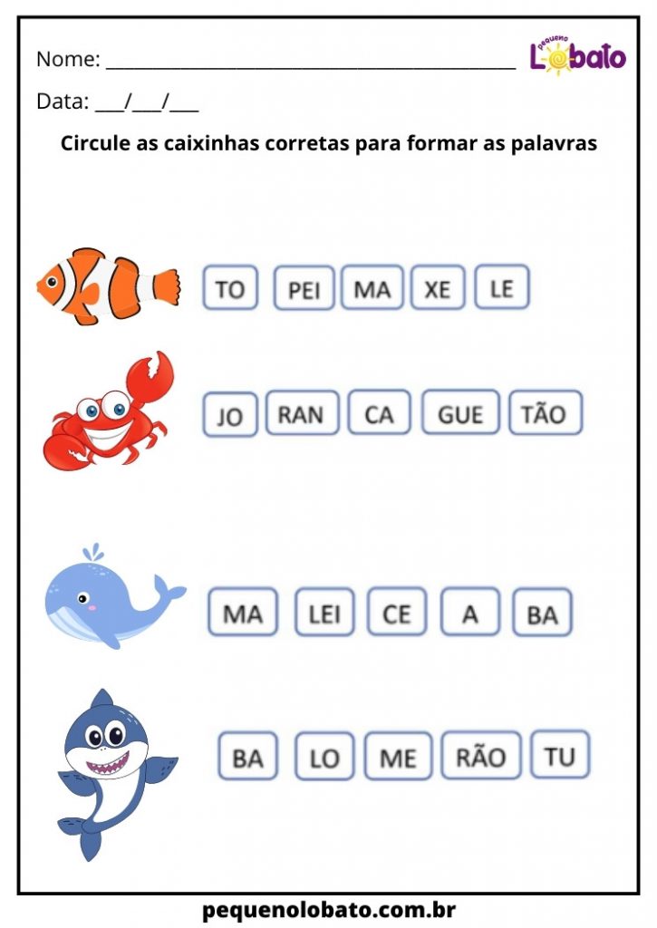 Atividades Para Alunos Com Dislexia Para Imprimir