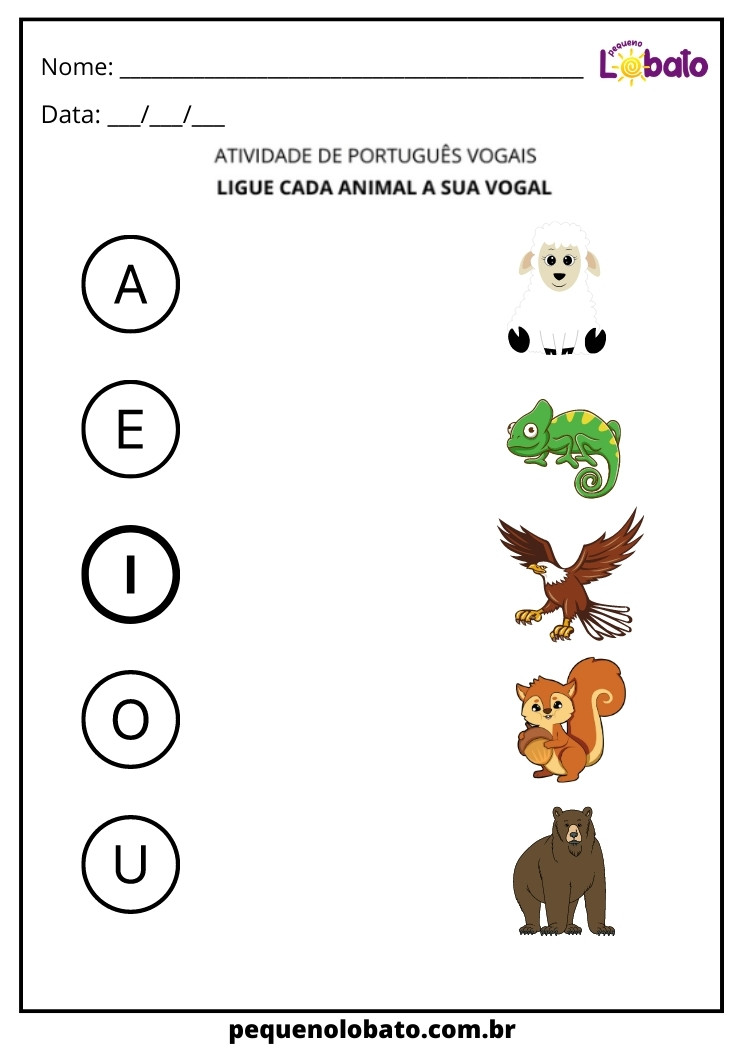 Atividade para alunos com TDAH para imprimir de português vogais