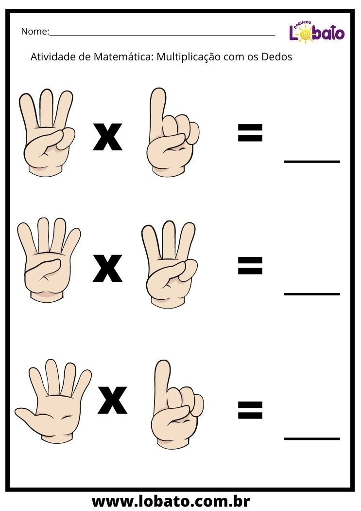 atividade de multiplicação com dedos