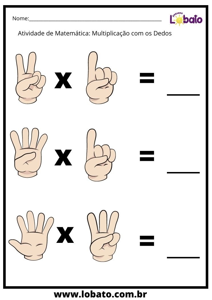 atividade de multiplicação com mãos