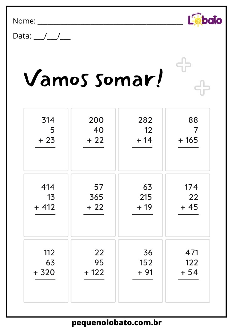 Atividades de Matemática para imprimir 3º ano