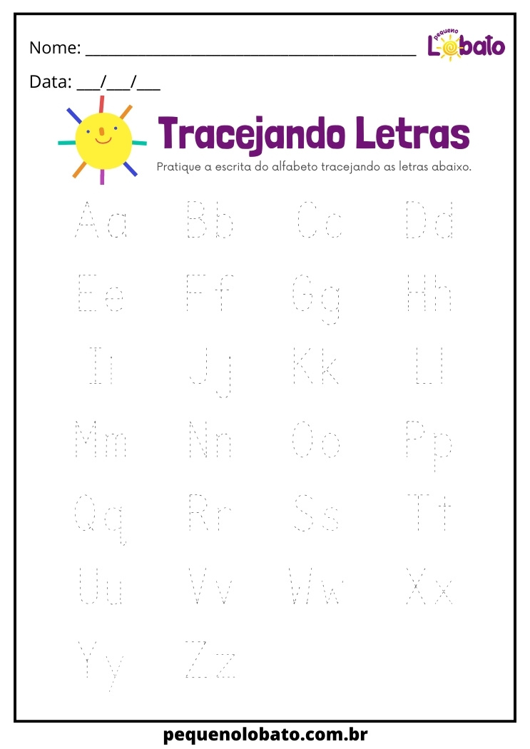 atividade para tracejar as letras do alfabeto para imprimir