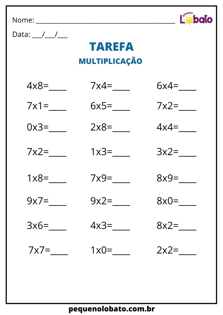 atividades de matemática 3 ano tarefa de multiplicação para imprimir