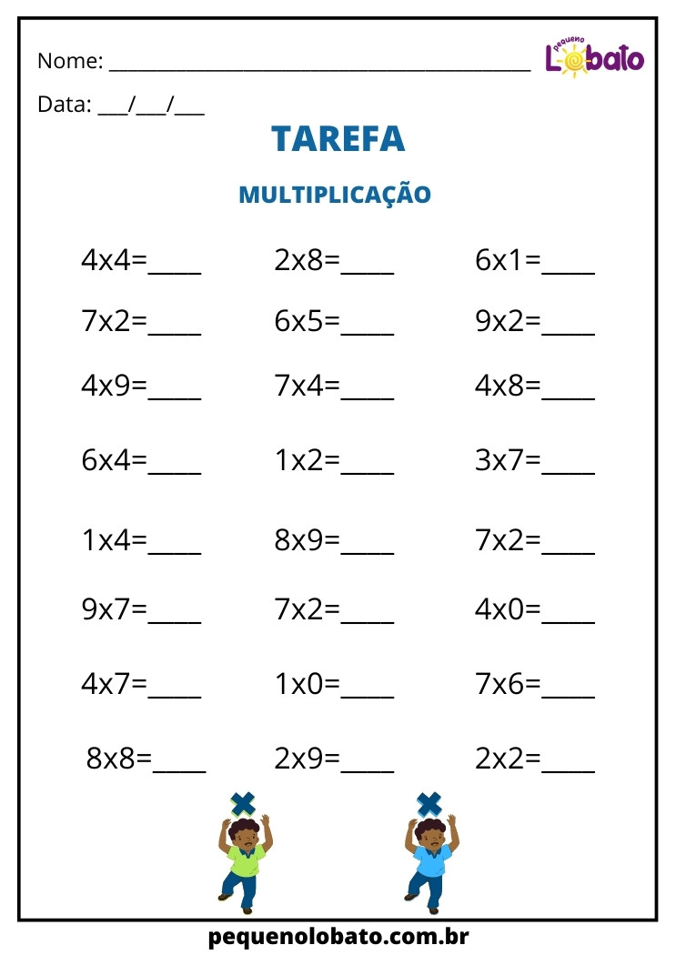 atividades de matemática 4 ano de multiplicação para imprimir