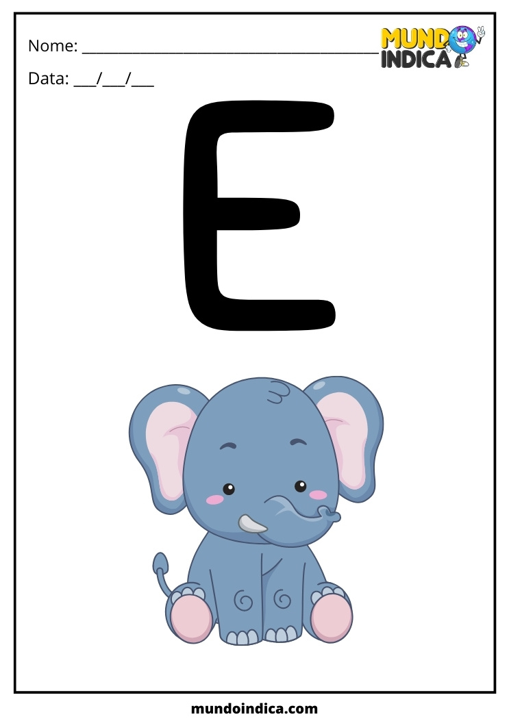 Atividade com a Letra E para Crianças com autismo para imprimir