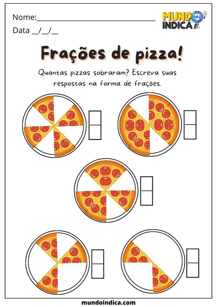 atividade de fração com pizza para imprimir