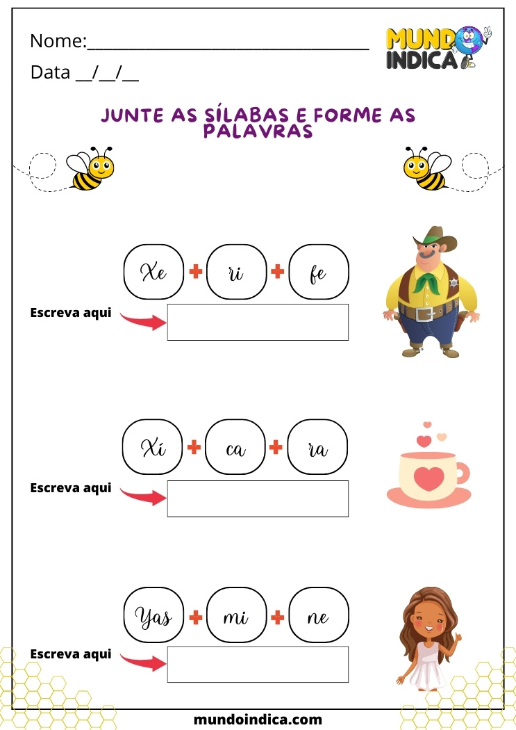 atividade de português para juntar sílabas e formar palavras para imprimir