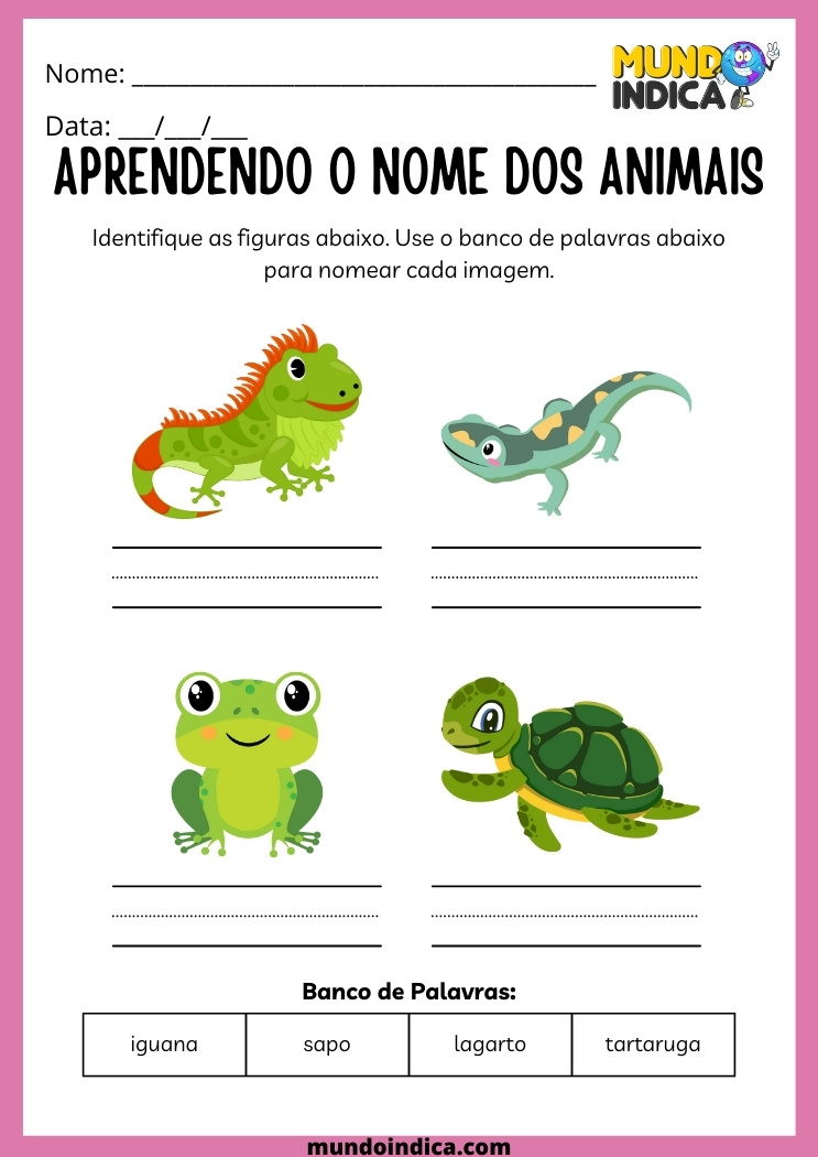 atividade para aprender o nome dos animais para alunos com síndrome de down