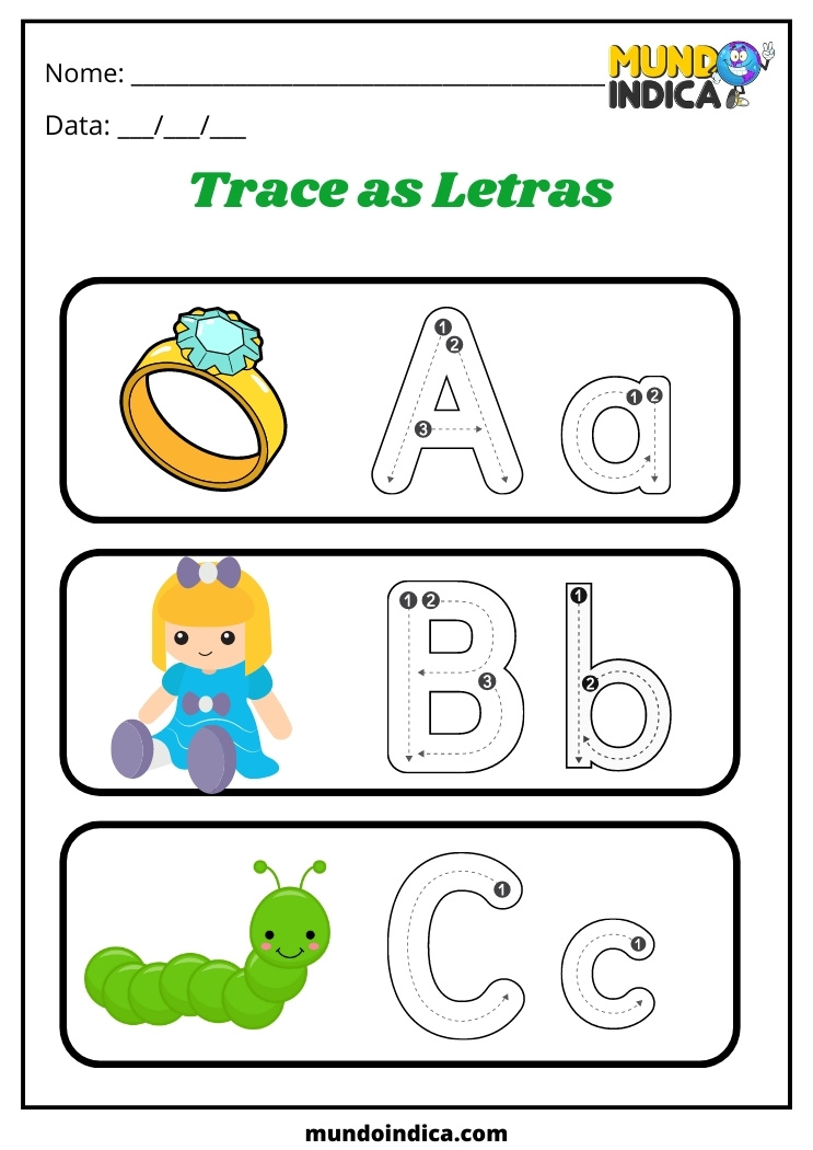 atividade para tracejar as letras ABC