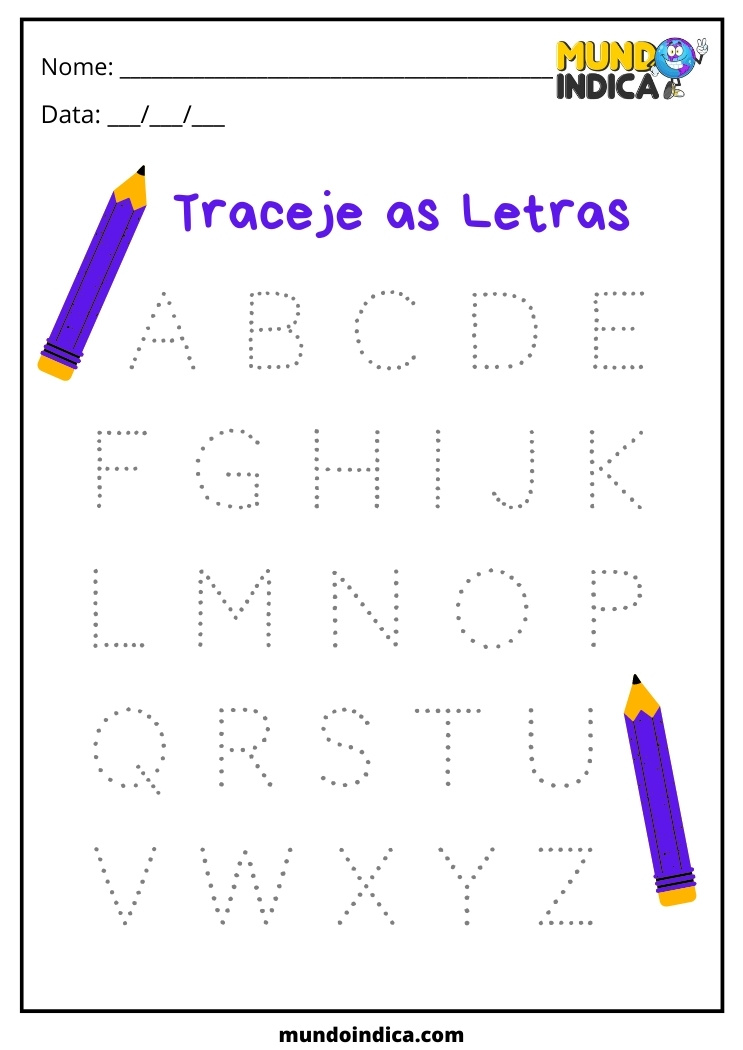 atividade para tracejar as letras do alfabeto para crianças com síndrome de down